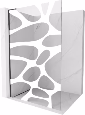 Mexen Kioto L paroi de douche Walk-in 100 x 200 cm, vague blanche, noire – 800-100-103-70-97