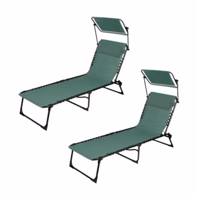 Lot de 2 bains de soleil avec coussin et pare-soleil inclinable
