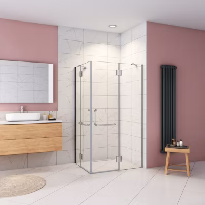 Cabine de douche – 8 mm Verre Anticalcaire – 100 x 90 x190 cm – alu Chrome –  avec porte-serviette