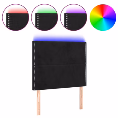 vidaXL Tête de Lit à LED Meuble de Chambre à Coucher Accessoire de Lit Simple Tête de Cadre de Lit Intérieur Noir 3122328