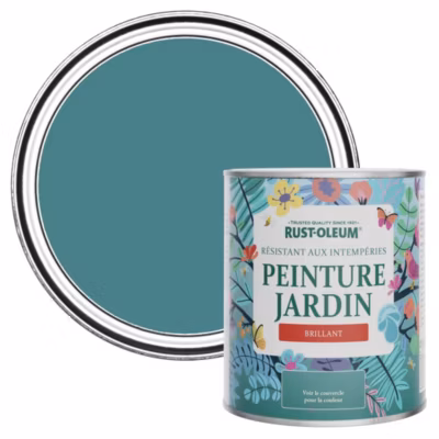 Peinture Bleue pour Jardin et terrasse, Finition Brillante – RUST-OLEUM – Plume de paon 750ml