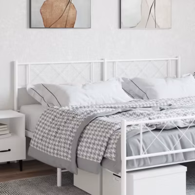 vidaXL Tête de lit métal blanc 180 cm 372362