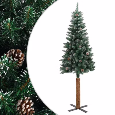 Sapin de Noël mince bois véritable et neige blanche vert 210 cm vidaXL