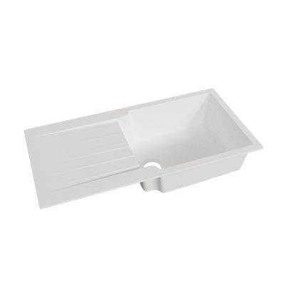 Évier RESIROC avec 1 bac + égouttoir 100cm – Blanc