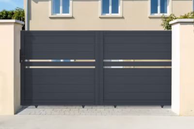 Portail coulissant 3m CIMONE H.140 aluminium gris