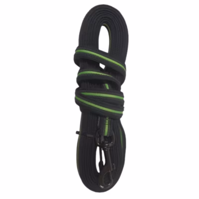 Laisse d&rsquo;entraînement en nylon. 5 mètres par 17 mm.  vert. pour chien.