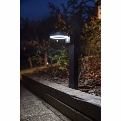 Borne solaire inox très éclairante avec détecteur de présence (option Applique)- Hauteur 50cm- 3 utilisations- 40 LED- 1000 Lumens