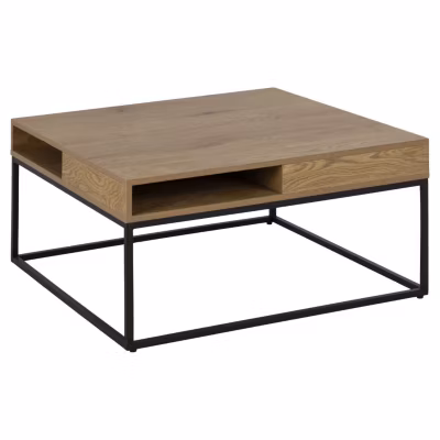 Table basse carrée 2 niches de rangement ouvertes ALBERTO