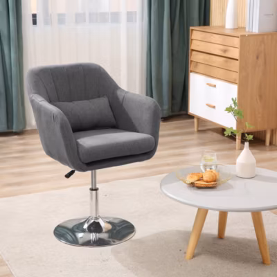 Chaise de bureau – Tabouret pivotant réglable en hauteur, Chaise de travail compacte et ergonomique, Polyester, Gris foncé