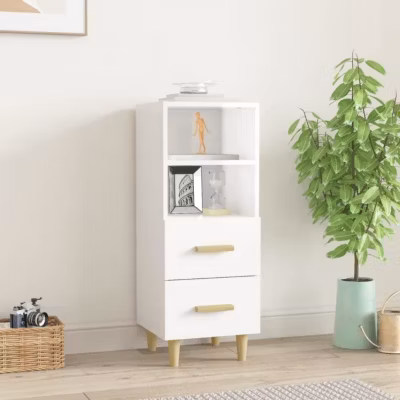 812363 vidaXL Buffet Blanc brillant 34,5x34x90 cm Bois d&rsquo;ingénierie