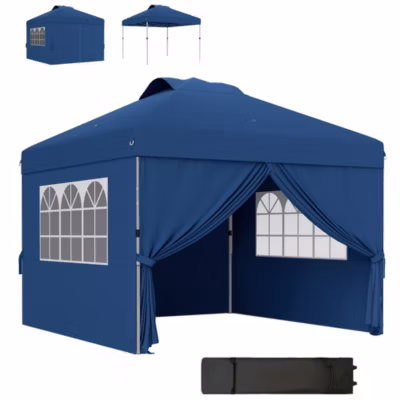 Tonnelle barnum pop-up pliant 2,97L x 2,97l x 2,84H m sac transport inclus bleu