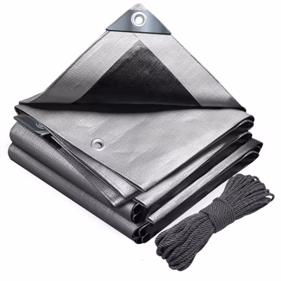 Bâche de Protection en Polyéthylène resistant et impermeable 180g/m² gris et noir 2x3m VOUNOT
