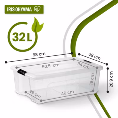 Iris Ohyama, Boite de Rangement Maison plastique recyclé, 32L, Lot de 3, Transparent, BSB-32