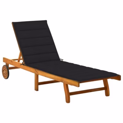 vidaXL Chaise longue de jardin avec coussin Bois d&rsquo;acacia solide