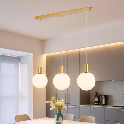 ZMH Lustre De Salle à Manger 3/4 Flammes E27 En Or Et Blanc – Élégance Pour Chambre D&rsquo;hôtel