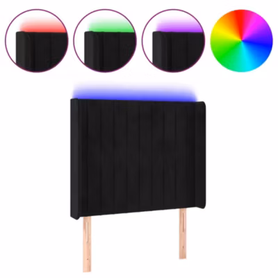 vidaXL Tête de Lit à LED Meuble de Chambre à Coucher Accessoire de Lit Simple Tête de Cadre de Lit Intérieur Noir 3124324