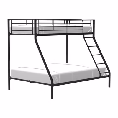 Lits superposes en metal – Noir – Sommiers inclus – 90/140 x 190 cm – BRUCE