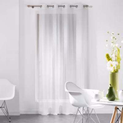 Voilage à œillets 140 x 240 cm Voile fils coupés DANDY Blanc