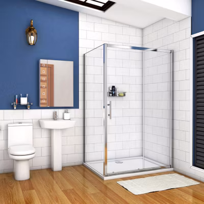 Cabine de douche coulissante – 130 x 80 x 190 cm – 5 mm Verre sécurit transparent – Aluminium chromé