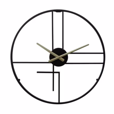Horloge Murale Moderne Noir Jaune Métal Design Minimal pour Maison Bureau