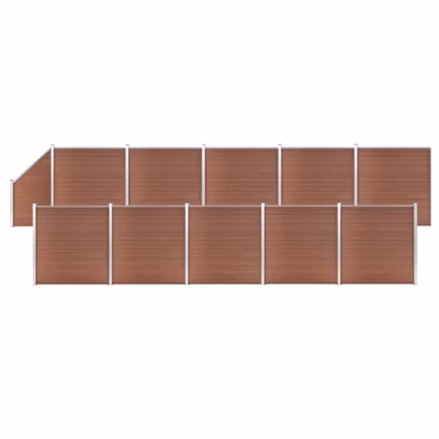 Ensemble de clôture WPC 10 Carré + 1 Incliné 1830×186 cm Marron vidaXL