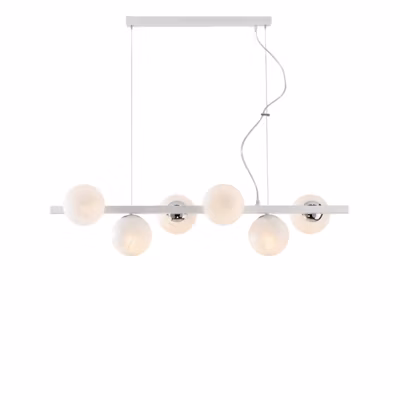 Adrian Lampe à suspension en fer laqué blanc et chrome 6 lumières L.101×30 BL278-6-BCO