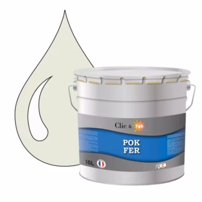Peinture fer antirouille – Laque extérieure Semi-Brillante POK FER – 10L – RAL 9002 – Blanc Gris