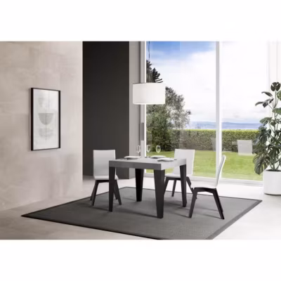 Tavolo allungabileTable Flame Extensible Dessus Ciment 90×90 Allongée 246 cadre Anthracite