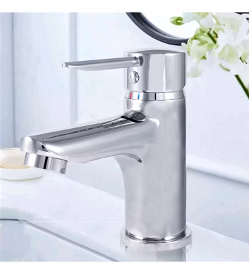 Robinet de salle de bain mitigeur lavabo chromé moderne