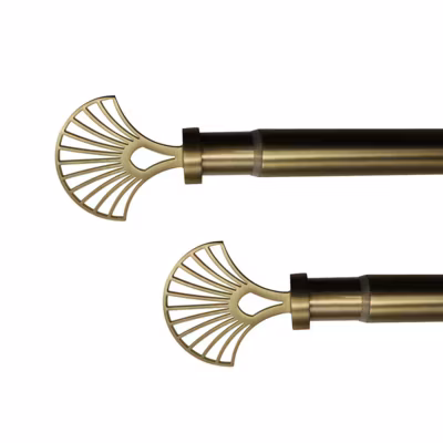 Kit de Tringle à  Rideau, Palme Laiton Doré, Extensible 120 à  210 cm, avec Supports à  Visser0