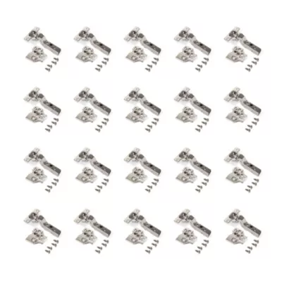 Emuca Lot de 20 charnières super coudées X91N avec embases à visser, Hauteur 0, Acier, Nickelé