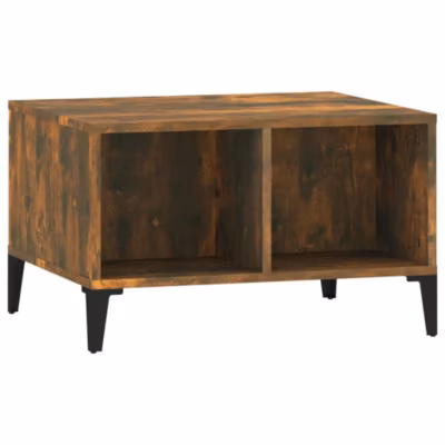 821041 vidaXL Table basse Chêne fumé 60x50x36,5 cm Bois d&rsquo;ingénierie