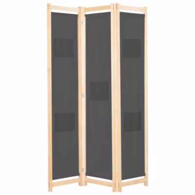 Cloison de séparation 3 panneaux Gris 120x170x4 cm Tissu vidaXL