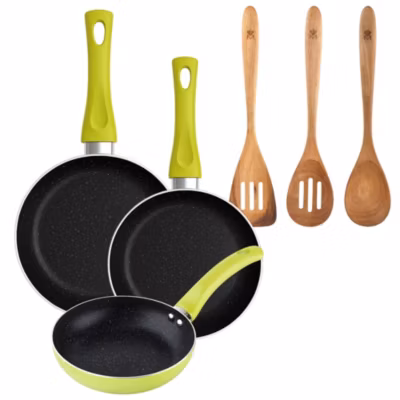 Ensemble de 3 poeles a frire San Ignacio Molen 20-24-28cm avec ustensiles de cuisine