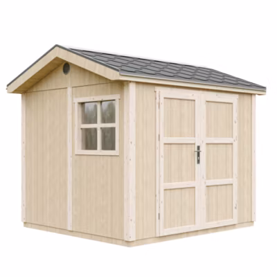 Abri de Jardin Qualité Premium 5,9 m² – H252x250x294 cm – Avec un sol et des bardeaux bitumineux M913A – Timbela