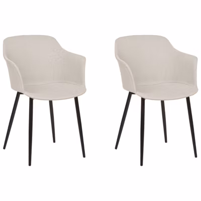 Lot de 2 chaises de salle à manger ELIM Tissu Beige clair
