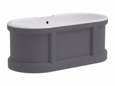 Baignoire îlot style campagne chic – 152 x 74 x 60 cm – Gris mat – 161 L – CAVASO
