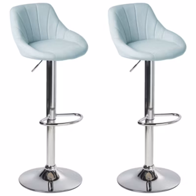 Lot de 2 tabourets de bar LUCCA Tissu Bleu clair
