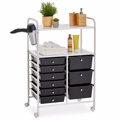 Caisson sur roulettes MARITA, 6 + 3 tiroirs, noir et blanc