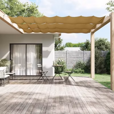 vidaXL Auvent Vertical Ecran de Protection Ecran d&rsquo;Intimité de Balcon Auvent de Patio Jardin Extérieur Beige 60×1000 cm 148253