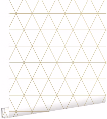 ESTAhome papier peint triangles graphiques blanc et or 53 cm x 10.05 m