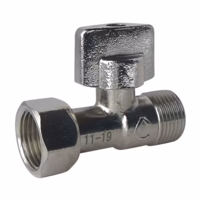 Somatherm For You – Robinet de WC 1/4 de tour droit nickelé brut M12/17 – Ecrou Prisonnier 12/17