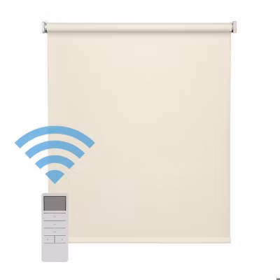 Easydeco – Store Enrouleur motorisé à batterie Blackout- Occultant – Beige – 135 x 190 cm