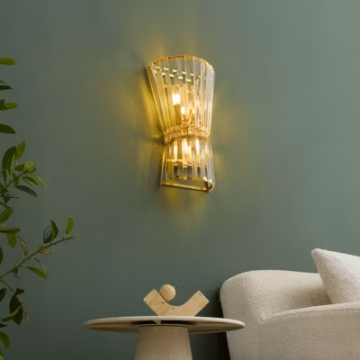 Applique chic cristal transparent et métal doré – Giova