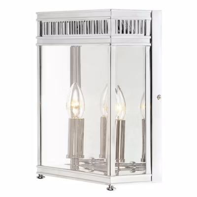 Elstead Holborn – Demi-lanterne murale extérieure à 2 ampoules, chrome poli IP44, E14