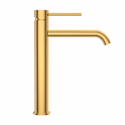 BALNEO Robinet Mitigeur de Lavabo haut or brillant Acier inoxydable – Mitigeur monocommande pour lavabo CASCADE
