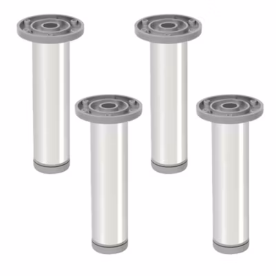 4 un. Pied rond pour meuble en aluminium diamètre 40mm hauteur 300mm aluminium brillant avec régulateur de nivellement