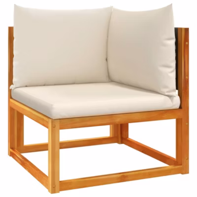 Canapé d&rsquo;angle de jardin avec coussins en bois d&rsquo;acacia et rotin vidaXL