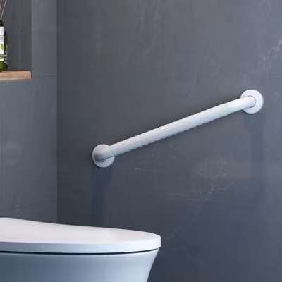 EMKE Barre d&rsquo;Appui Murale de Sécurité 50cm, Nylon, Aluminium avec Anneau Lumineux, Antidérapante, Blanche