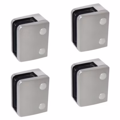 4 x Pince à verre plate modèle 04 – Ep. verre 13,52 mm – Inox 304 brossé GR320